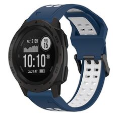 Per Garmin Instinct 22mm cinturino in silicone con fibbia inversa bicolore (blu + bianco)