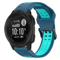 Per Garmin Instinct 22mm cinturino in silicone con fibbia inversa bicolore (blu + verde acqua)