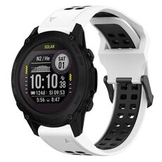 Per Garmin Descent G1 22mm cinturino in silicone con fibbia inversa bicolore (bianco + nero)