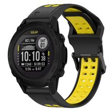 Per Garmin Descent G1 22mm cinturino in silicone con fibbia inversa bicolore (nero + giallo)