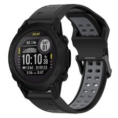 Per Garmin Descent G1 22mm cinturino in silicone con fibbia inversa bicolore (nero + grigio)