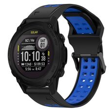 Per Garmin Descent G1 22mm cinturino in silicone con fibbia inversa bicolore (nero + blu)