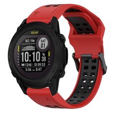 Per Garmin Descent G1 22mm cinturino in silicone con fibbia inversa bicolore (rosso + nero)