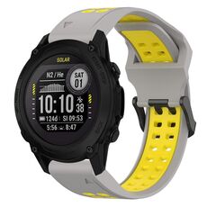 Per Garmin Descent G1 22mm cinturino in silicone con fibbia inversa bicolore (grigio + giallo)