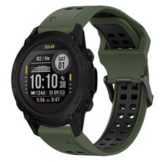 Per Garmin Descent G1 22mm cinturino in silicone con fibbia inversa bicolore (verde militare + nero)
