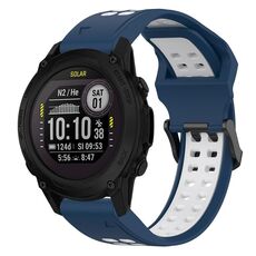 Per Garmin Descent G1 22mm cinturino in silicone con fibbia inversa bicolore (blu + bianco)