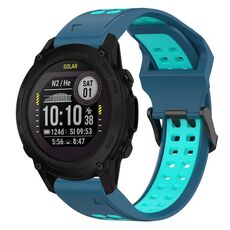 Per Garmin Descent G1 22mm cinturino in silicone con fibbia inversa bicolore (blu + verde acqua)