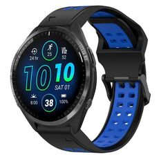 Per Garmin Forerunner 965 Cinturino per orologio in silicone bicolore con fibbia inversa da 22 mm (nero + blu)