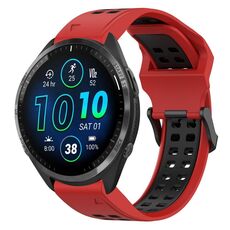Per Garmin Forerunner 965 22mm cinturino in silicone con fibbia inversa bicolore (rosso + nero)