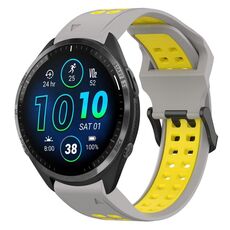 Per Garmin Forerunner 965 22mm cinturino in silicone con fibbia inversa bicolore (grigio + giallo)