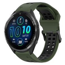 Per Garmin Forerunner 965 22mm cinturino in silicone con fibbia inversa bicolore (verde militare + nero)