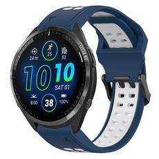 Per Garmin Forerunner 965 22mm cinturino in silicone con fibbia inversa bicolore (blu + bianco)