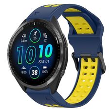 Per Garmin Forerunner 965 22mm cinturino in silicone con fibbia inversa bicolore (blu + giallo)
