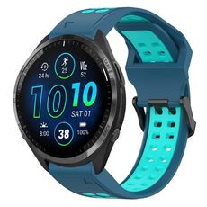 Per Garmin Forerunner 965 Cinturino per orologio in silicone bicolore con fibbia inversa da 22 mm (blu + verde acqua)