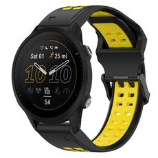 Per Garmin Forerunner 955 22mm cinturino in silicone con fibbia inversa bicolore (nero + giallo)