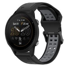 Per Garmin Forerunner 955 Cinturino per orologio in silicone bicolore con fibbia inversa da 22 mm (nero + grigio)