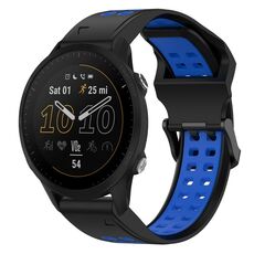 Per Garmin Forerunner 955 22mm cinturino in silicone con fibbia inversa bicolore (nero + blu)