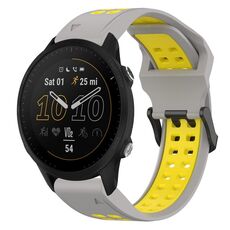 Per Garmin Forerunner 955 22mm cinturino in silicone con fibbia inversa bicolore (grigio + giallo)