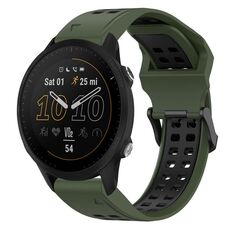 Per Garmin Forerunner 955 22mm cinturino in silicone con fibbia inversa bicolore (verde militare + nero)