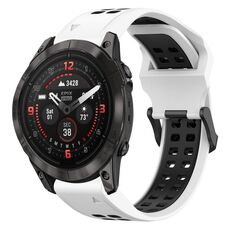 Per Garmin Epix Pro 51mm 26mm cinturino in silicone con fibbia inversa bicolore (bianco + nero)