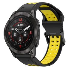 Per Garmin Epix Pro 51mm 26mm cinturino in silicone con fibbia inversa bicolore (nero + giallo)