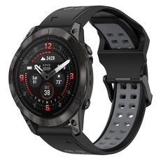 Per Garmin Epix Pro 51mm 26mm cinturino in silicone con fibbia inversa bicolore (nero + grigio)