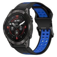 Per Garmin Epix Pro 51mm 26mm cinturino in silicone con fibbia inversa bicolore (nero + blu)