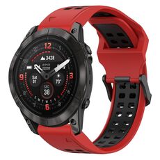 Per Garmin Epix Pro 51mm 26mm cinturino in silicone con fibbia inversa bicolore (rosso + nero)