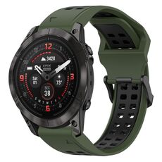 Per Garmin Epix Pro 51mm 26mm cinturino in silicone con fibbia inversa bicolore (verde militare + nero)