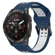 Per Garmin Epix Pro 51mm 26mm cinturino in silicone con fibbia inversa bicolore (blu + bianco)