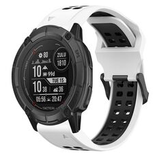 Per Garmin Instinct 2X Solar 26mm cinturino in silicone con fibbia inversa bicolore (bianco + nero)