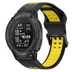 Per Garmin Instinct 2X Solar 26mm Cinturino in silicone con fibbia inversa bicolore (nero + giallo)