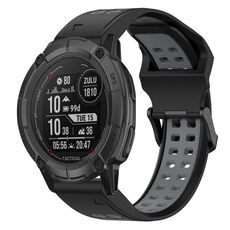 Per Garmin Instinct 2X Solar 26mm Cinturino in silicone con fibbia inversa bicolore (nero + grigio)