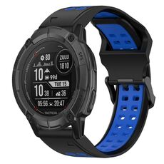 Per Garmin Instinct 2X Solar 26mm Cinturino in silicone con fibbia inversa bicolore (nero + blu)
