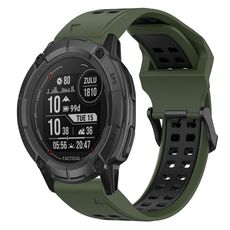 Per Garmin Instinct 2X Solar 26mm cinturino in silicone con fibbia inversa bicolore (verde militare + nero)