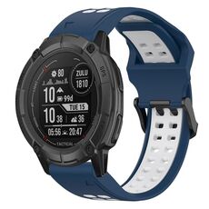 Per Garmin Instinct 2X Solar 26mm Cinturino in silicone con fibbia inversa bicolore (blu + bianco)