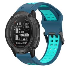 Per Garmin Instinct 2X Solar 26mm cinturino in silicone con fibbia inversa bicolore (blu + verde acqua)