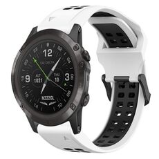 Per Garmin D2 Delta PX 26mm cinturino in silicone con fibbia inversa bicolore (bianco + nero)