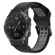 Per Garmin D2 Delta PX 26mm cinturino in silicone con fibbia inversa bicolore (nero + grigio)