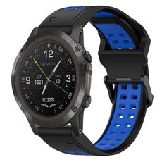 Per Garmin D2 Delta PX 26mm cinturino in silicone con fibbia inversa bicolore (nero + blu)