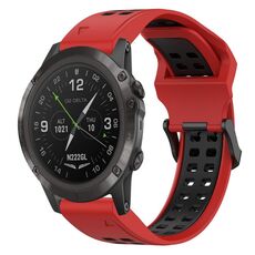 Per Garmin D2 Delta PX 26mm cinturino in silicone con fibbia inversa bicolore (rosso + nero)