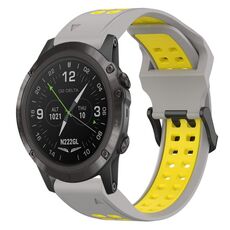 Per Garmin D2 Delta PX 26mm cinturino in silicone con fibbia inversa bicolore (grigio + giallo)