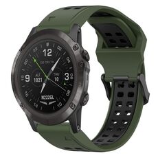 Per Garmin D2 Delta PX 26mm cinturino in silicone con fibbia inversa bicolore (verde militare + nero)