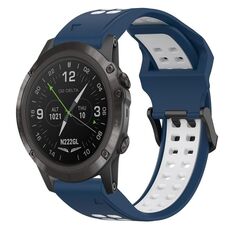 Per Garmin D2 Delta PX 26mm cinturino in silicone con fibbia inversa bicolore (blu + bianco)