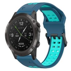 Per Garmin D2 Delta PX 26mm cinturino in silicone con fibbia inversa bicolore (blu + verde acqua)