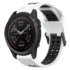 Per Garmin Tactix 7 Pro 26mm cinturino in silicone con fibbia inversa bicolore (bianco + nero)