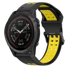 Per Garmin Tactix 7 Pro 26mm cinturino in silicone con fibbia inversa bicolore (nero + giallo)