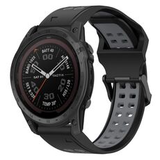 Per Garmin Tactix 7 Pro 26mm cinturino in silicone con fibbia inversa bicolore (nero + grigio)