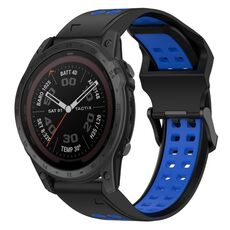 Per Garmin Tactix 7 Pro 26mm cinturino in silicone con fibbia inversa bicolore (nero + blu)