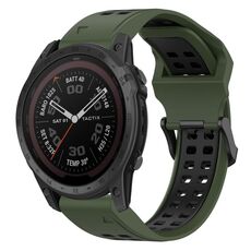 Per Garmin Tactix 7 Pro 26mm cinturino in silicone con fibbia inversa bicolore (verde militare + nero)